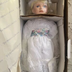 Porcelain Doll in White and Blue